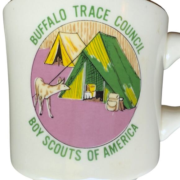 Vintage Boy Scouts of America BSA Buffalo Trace Council Gold Rim Camp Leader Mug - Picture 3 of 8